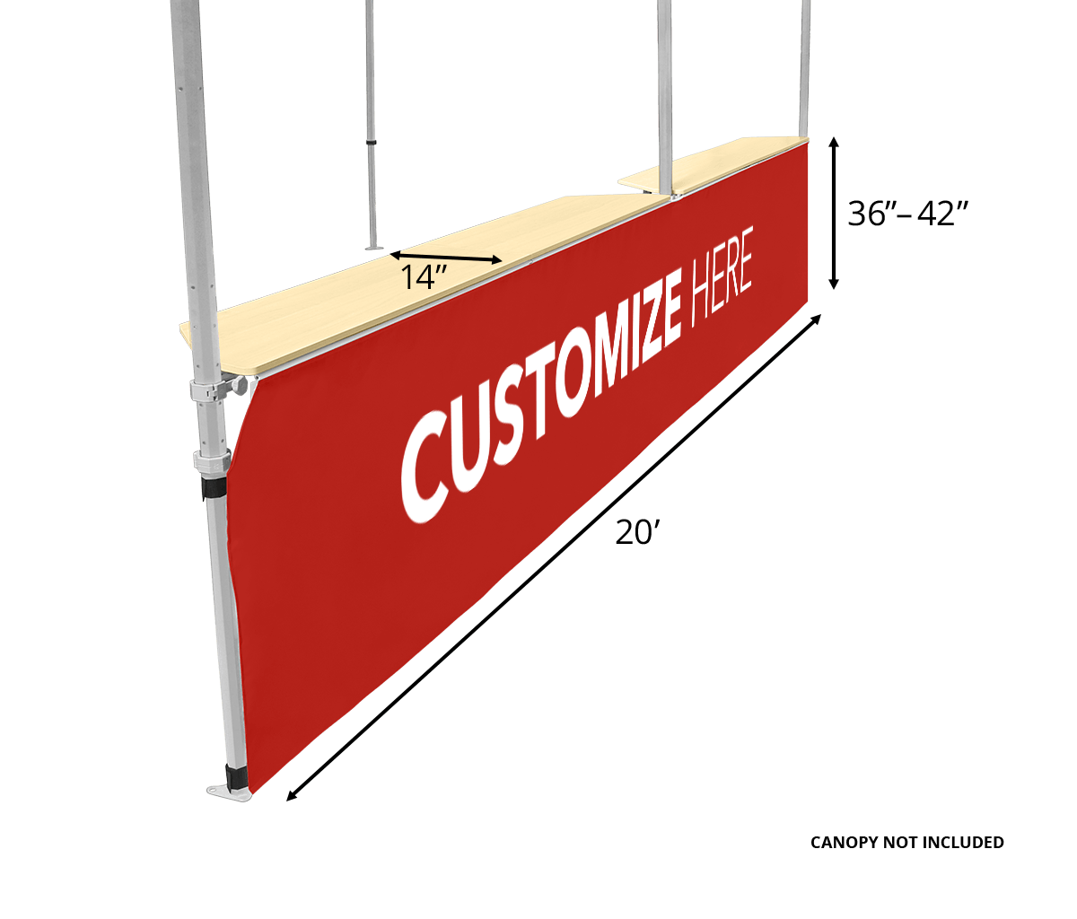 Canopy Counter/Bar Top 42" - Square Leg 20' Red