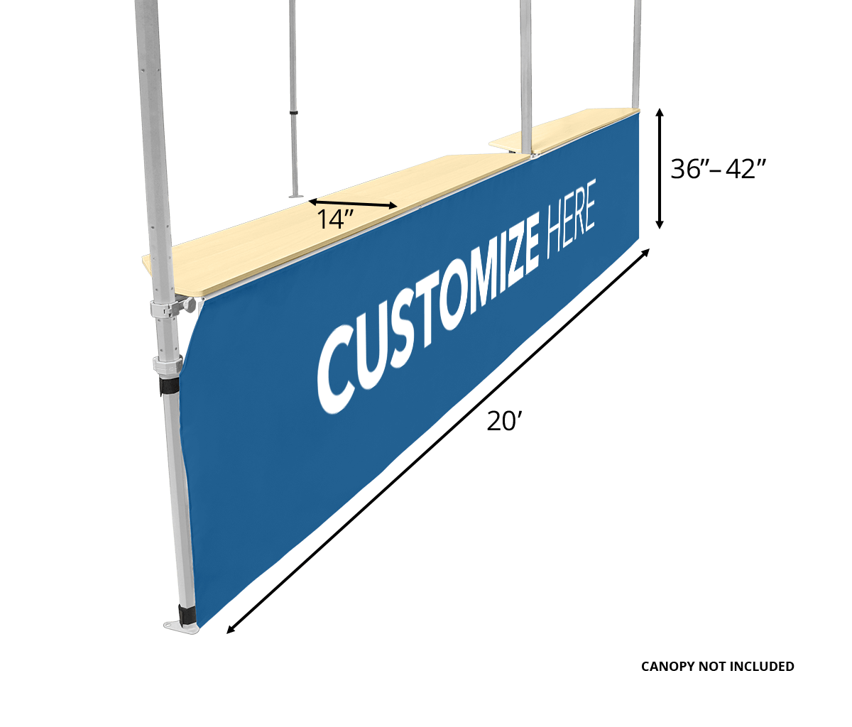 Canopy Counter/Bar Top 42" - Square Leg 20' Royal Blue