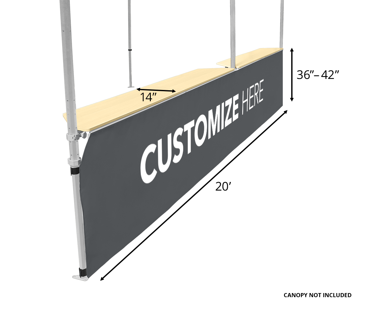 Canopy Counter/Bar Top 42" - Square Leg 20' Steel Gray