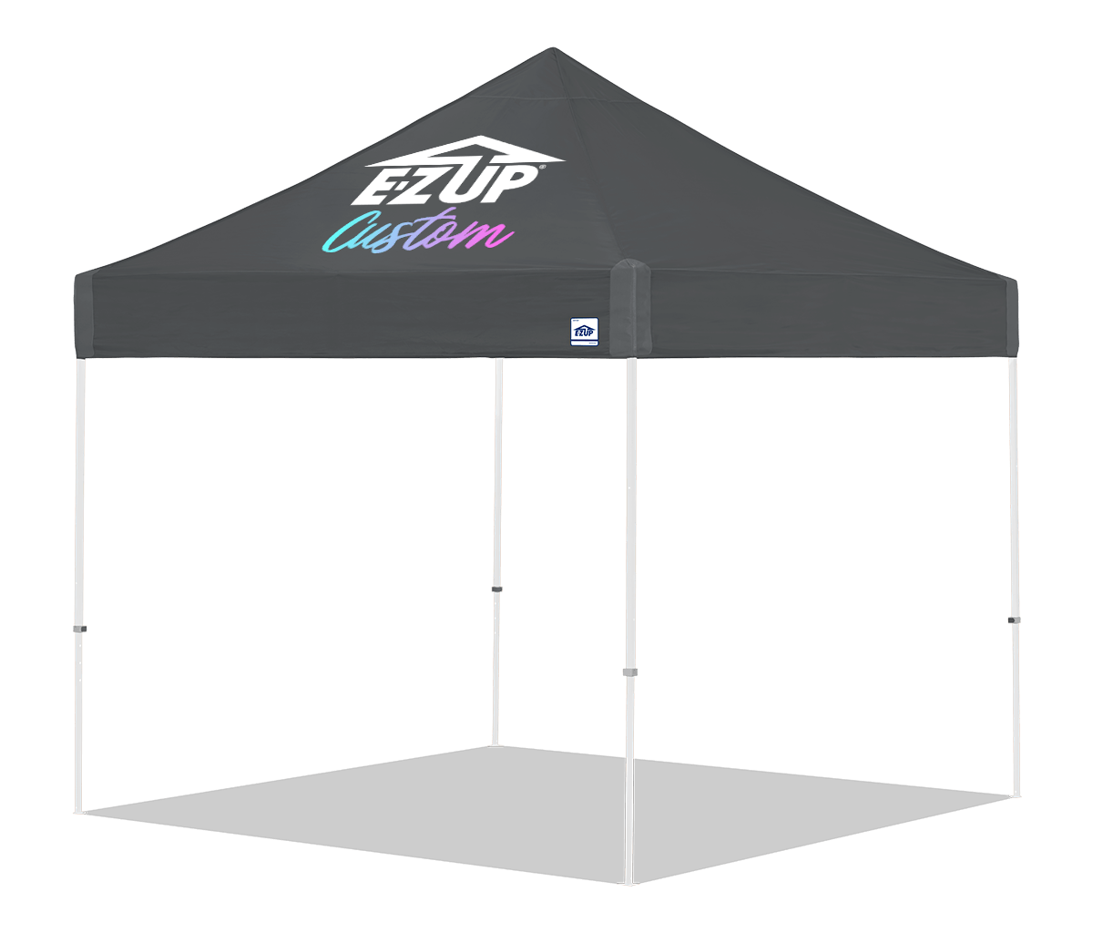 E-Z UP Custom Vantage 10 x 10 canopy - 1 Peak / Steel Gray - white frame