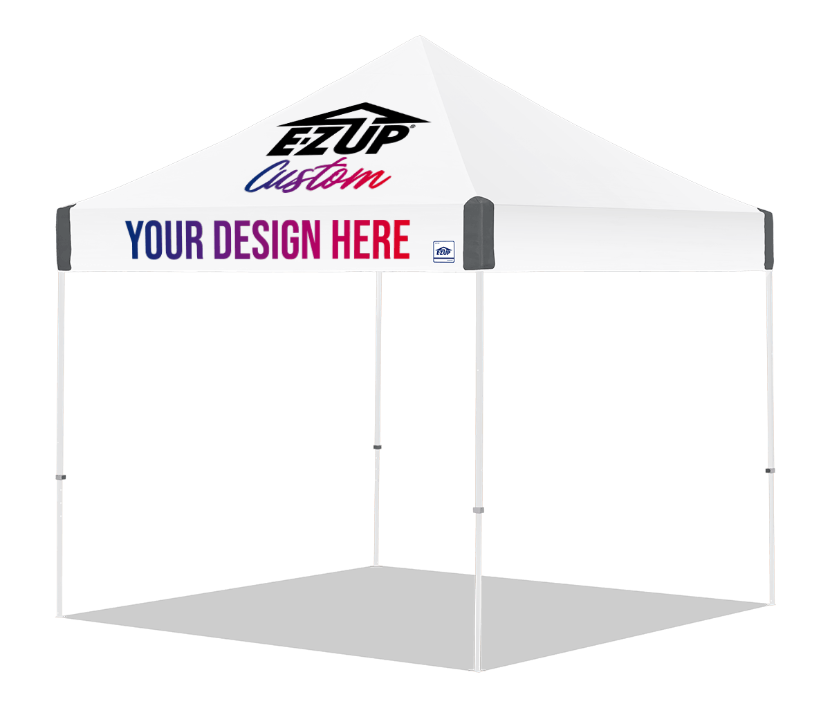 E-Z UP Custom Vantage 10 x 10 canopy - 2 Peaks & 2 Valances / White - white frame