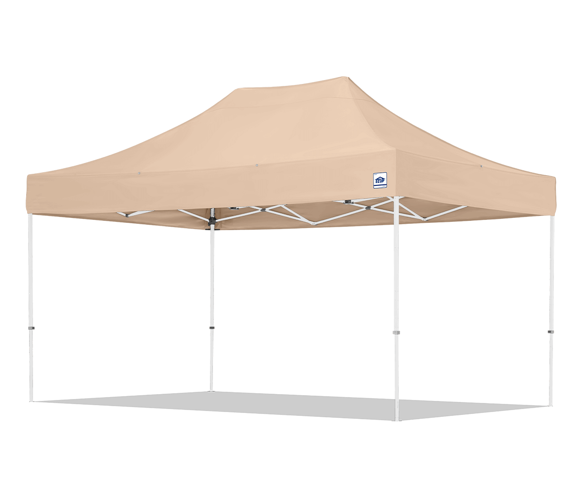 Beige pop-up canopy tent with a white background