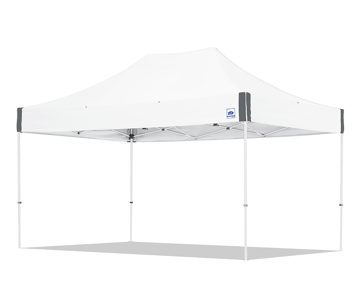 White outdoor canopy tent with a brand logo on a white background