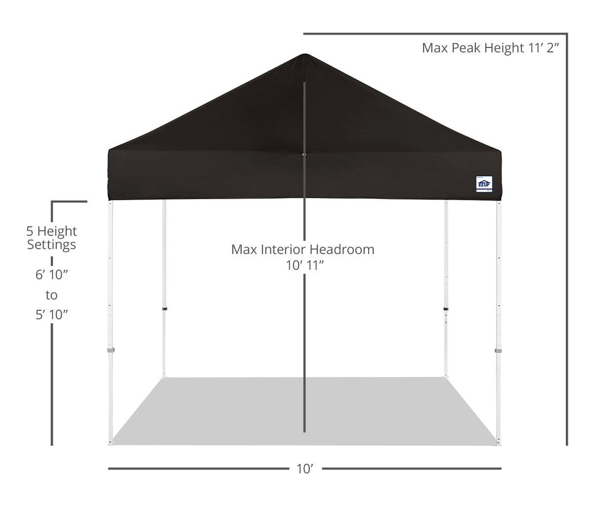 Custom Eclipse® MAX 10x10 heavy-duty canopy with StormRod™ supports