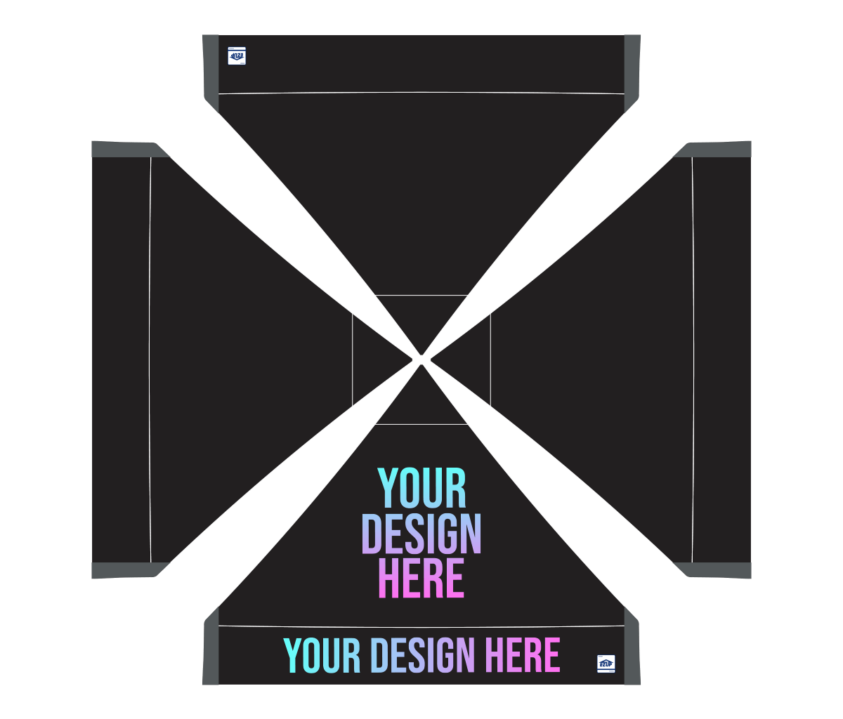 E-Z UP Custom Vantage black canopy - aerial print layout 15075