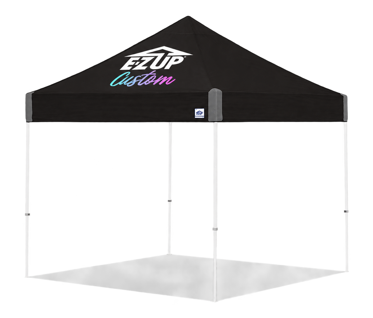 E-Z UP Custom Vantage 10 x 10 canopy - 1 Peak / Black - white steel frame