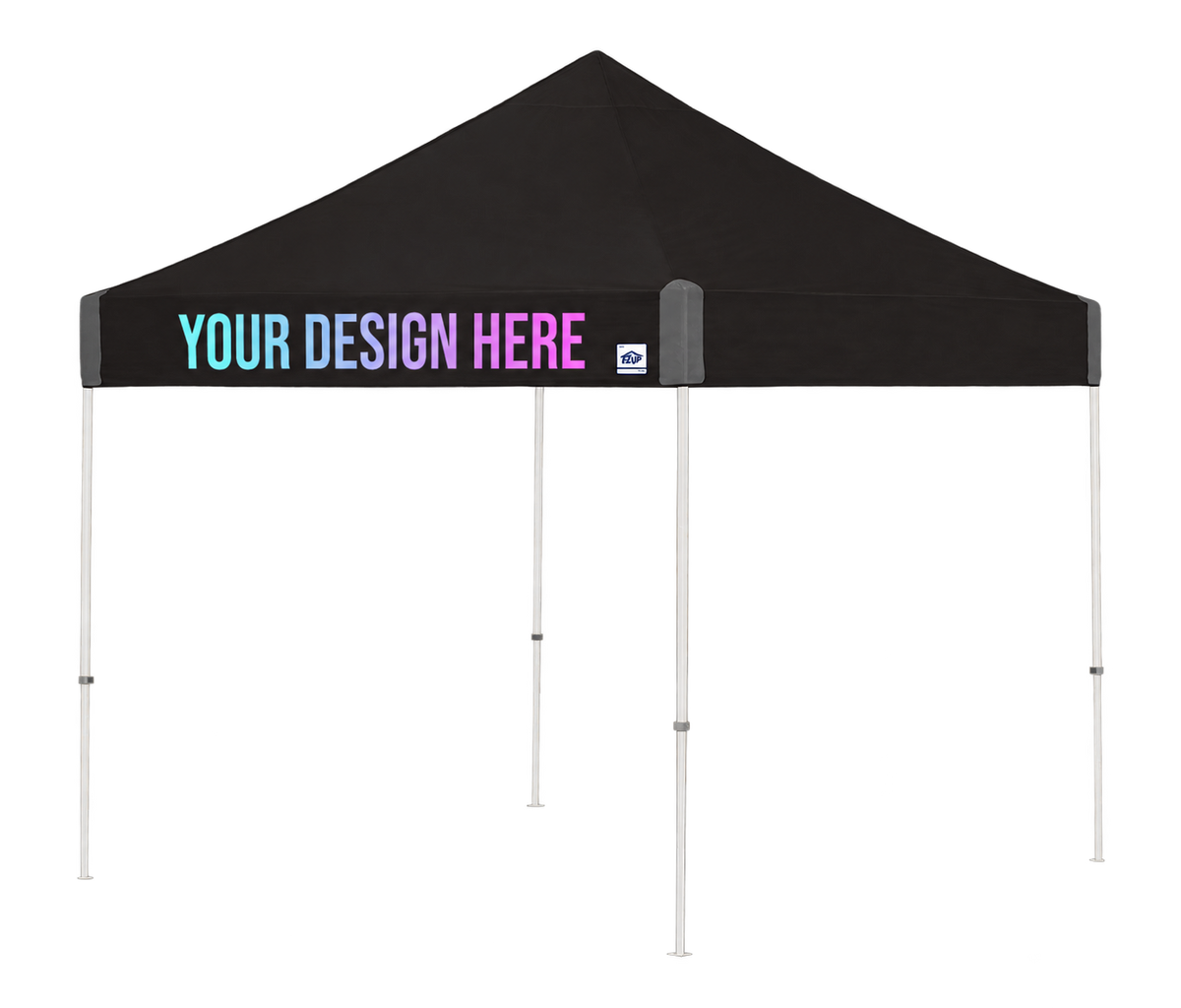 E-Z UP Custom Vantage 10 x 10 canopy - 1 Valance / Black - white steel frame