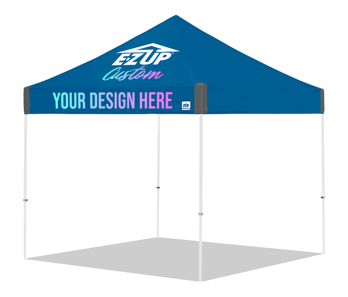 E-Z UP Custom Vantage 10 x 10 white-frame canopy with custom printing