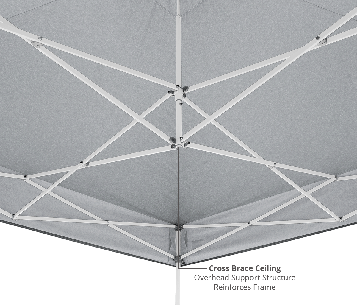 E-Z UP Vantage white-frame detail - cross-brace ceiling