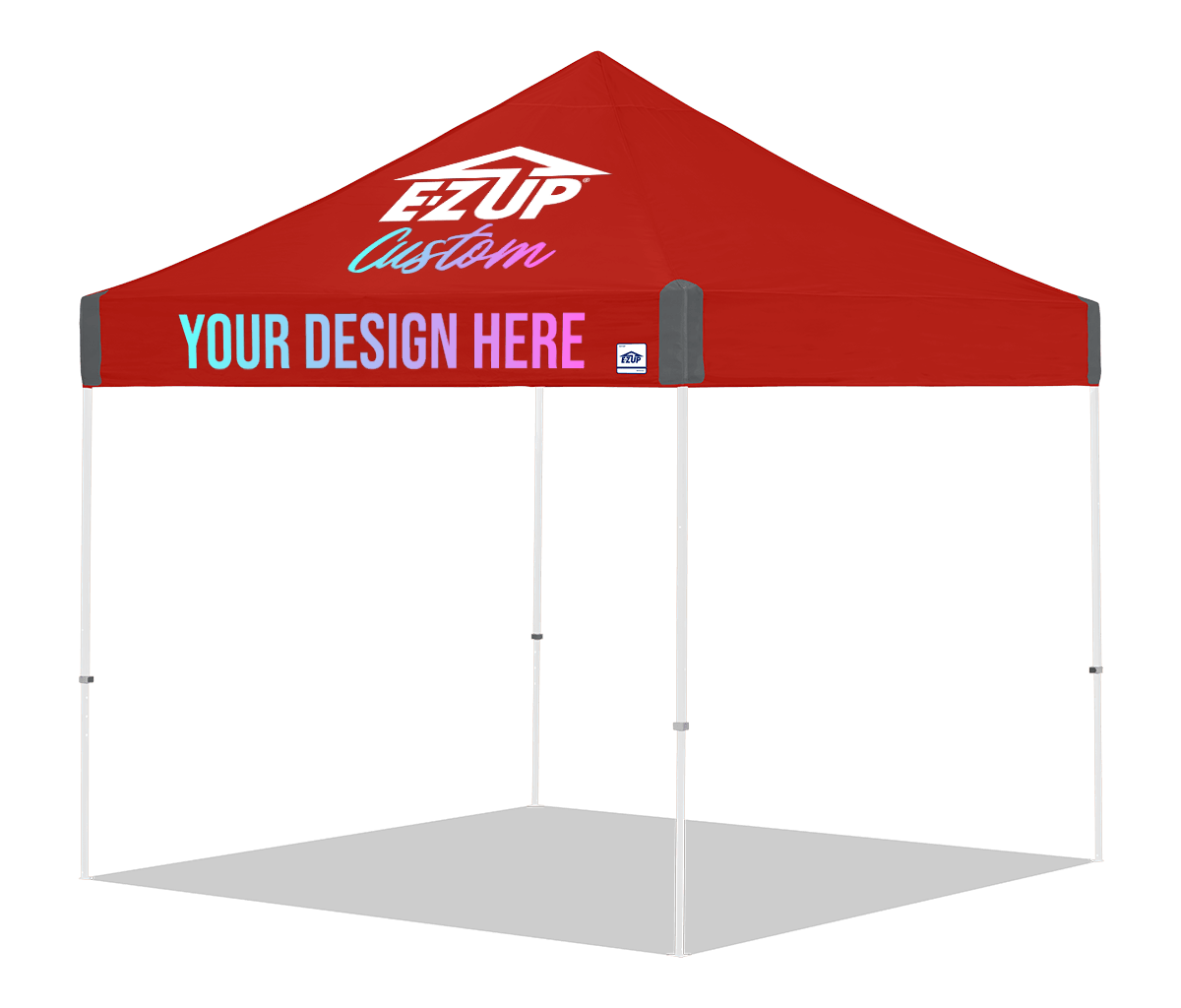 E-Z UP Custom Vantage 10 x 10 canopy - 2 Peaks & 2 Valances / Red - white frame